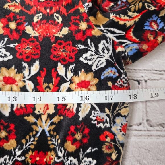 Loft Dark Floral Forest Velour Velvet Soft Knit Long Sleeve Crew Neck Top XS - Picture 7 of 10